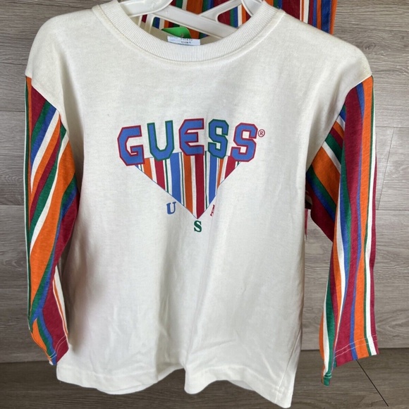 VTG Baby Guess 90s Striped AOP Jeans Denim and Shirt Set RARE NEW OLD STOCK Sz 7 - Picture 8 of 16